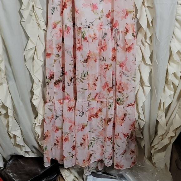 BB Dakota RSVP Tae Ruffle Dress Tiered Floral Maxi Small Flowy Chiffon - Picture 7 of 8